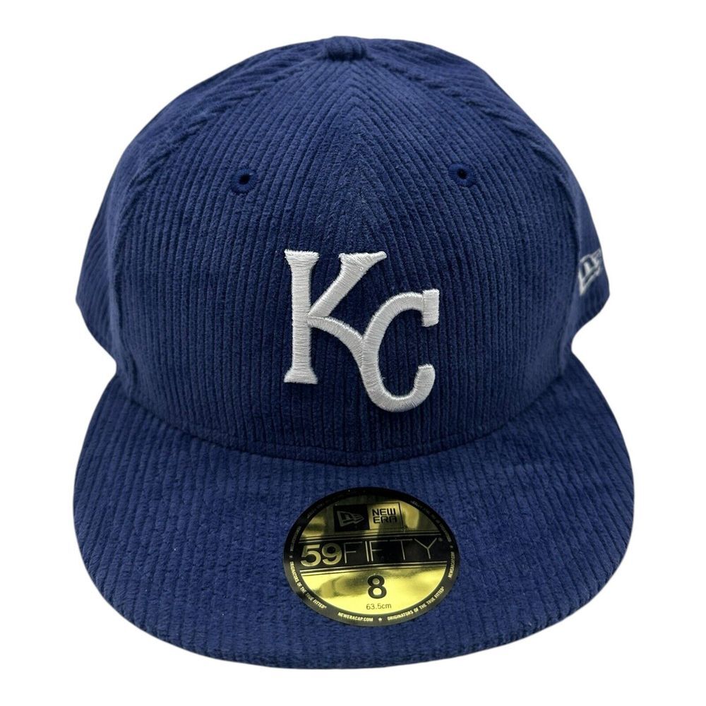 New Era 59Fifty‎ Kansas City Royals Hat Cap Size 8 Blue Corduroy MLB Baseball